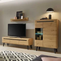 Wohnwand 250 Cm*Pharao24 Wohnzimmermöbel Tomya