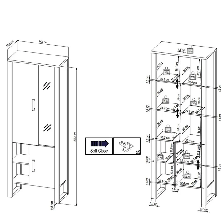Pharao24 Wohnzimmervitrine Besi> Vitrinenschrank|Wohnzimmervitrinen