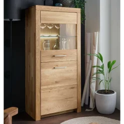 Pharao24 Wohnzimmervitrine Wildeiche Divrina> Massivholzmöbel|Vitrinenschrank