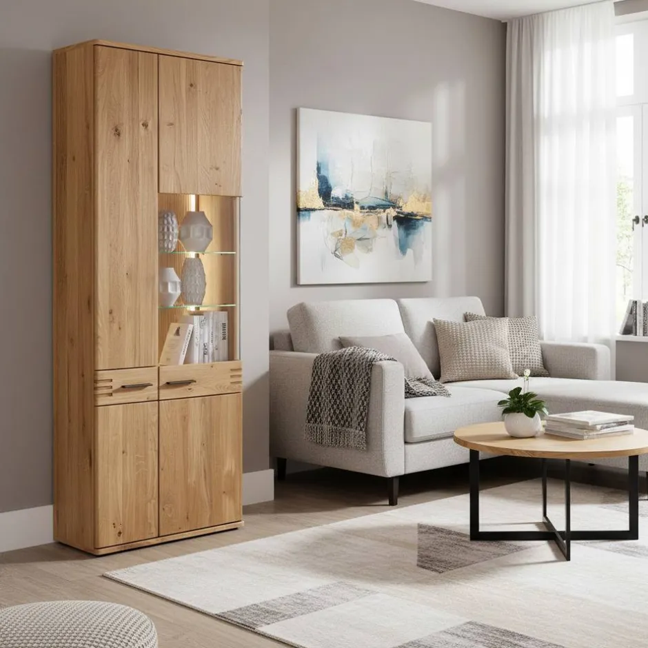 Wohnzimmerschrank|Massivholz Schränke*Pharao24 Wohnzimmervitrine Wupnia