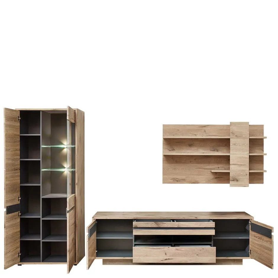 Pharao24 Wohnzimmerwand Griffin> Wohnzimmerschrank|Wohnwand 300 Cm