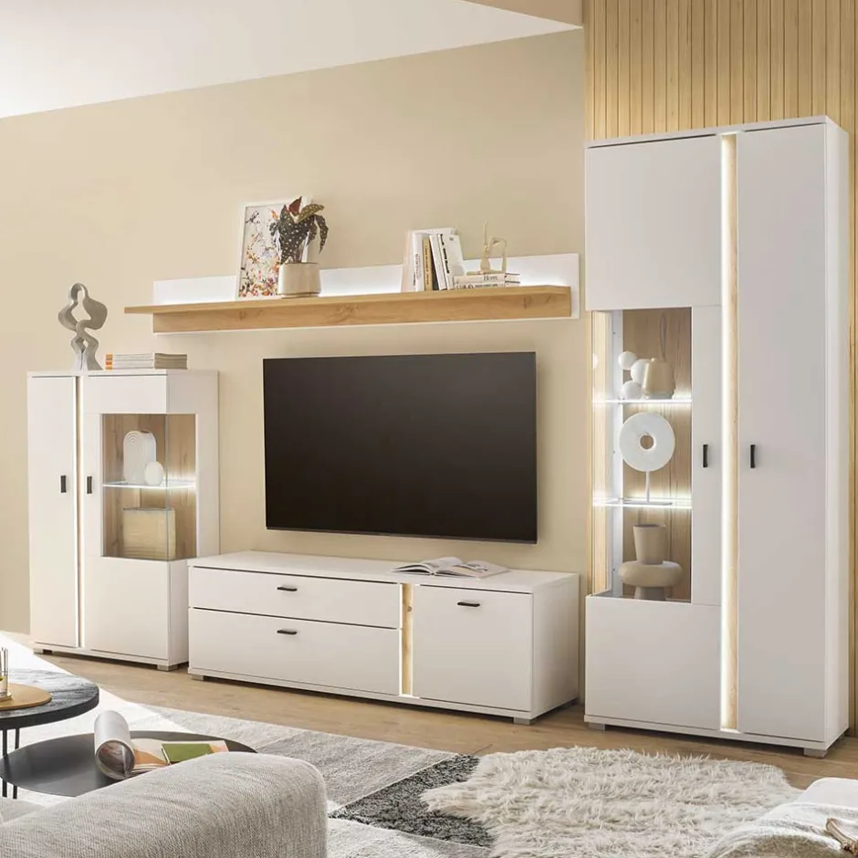 Pharao24 Wohnzimmerwand modern Luzillo> Wohnwand 300 Cm|Moderne Wohnwände