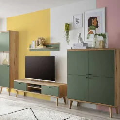 Wohnwand 300 Cm*Pharao24 Wohnzimmerwohnwand Lora