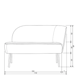 2 Sitzer Sofa*Pharao24 Zweiersofa Gifion