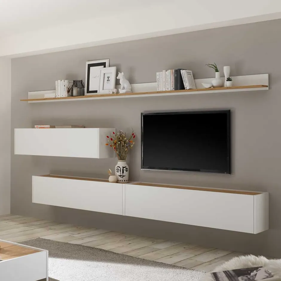 Pharao24 Zweifarbige Wohnwand Rascian> Moderne Wohnwände|Wohnwand 350 Cm