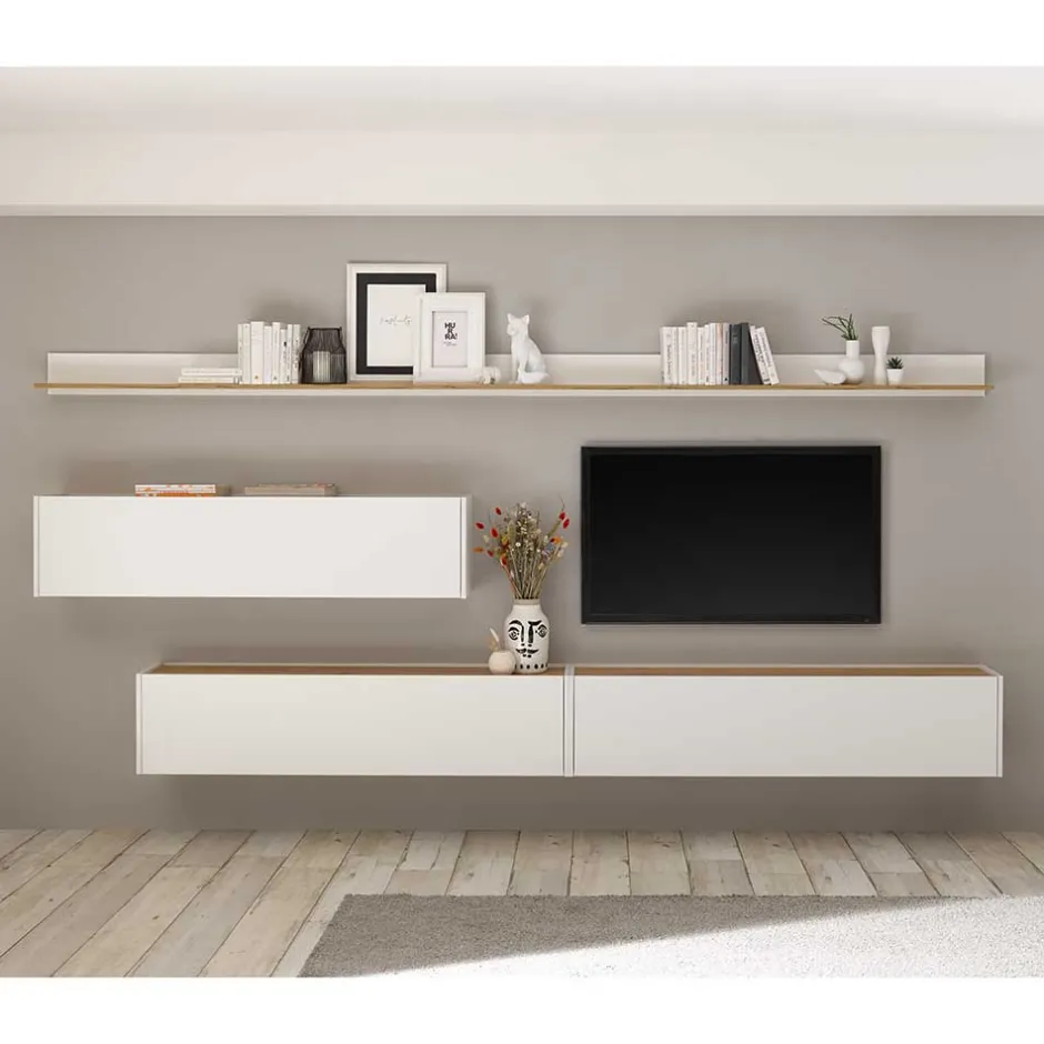 Pharao24 Zweifarbige Wohnwand Rascian> Moderne Wohnwände|Wohnwand 350 Cm